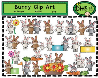 Rabbit Clip Art - Bunny Digital Clipart - Bunny Instant Download - Easter Art - Spring Clip Art - Rabbit Scrapbook Art