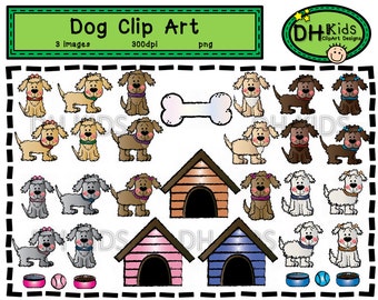 Dog Clip Art, Digital Clipart, Pet clipart, Dog Instant Download, Dog Party Theme, puppy clipart, puppy instant download, Dog House clipart