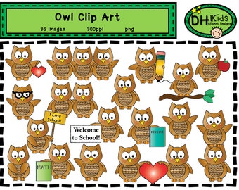 Owl Clip Art, Owl Clipart, Digital Clipart, Teacher Clip Art, Instant Download, back to school clipart, teacher instant download, owl art