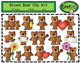 Bear Clip Art, Bear Clipart, Brown Bear Art, Scrapbook Baby, Scrapbook Bear, Teacher Clipart, Classroom Clipart, Bear Instant Download, Bear