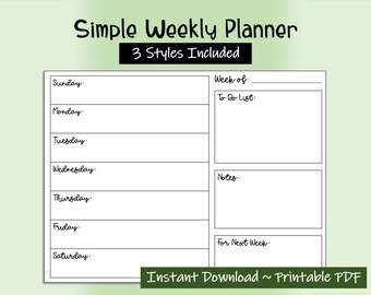 Weekly Schedule - Simple Printable Schedule - Teacher Planner - Plan Book - Reflective Journal - Instant Download - Weekly Agenda Chart