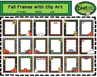 Fall Clip Art Frames - Halloween Frames - Clip Art - Autumn Clipart Frames - Scrapbook Frames