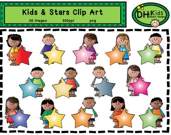 Kids Clip Art - Kids Art - Digital Clipart - Instant Download - Classroom Clipart - Scrapbook Instant Download Art