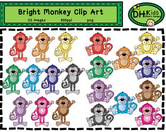 Monkey Clip Art - Zoo Clip Art - Monkey Instant Download, Jungle Clip Art for Classrooms - Monkey Art
