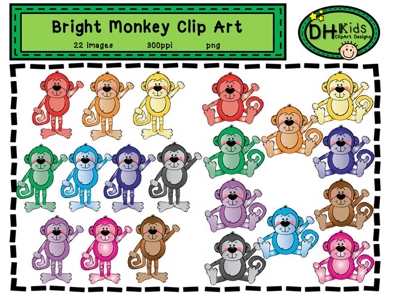 Monkey Clip Art Zoo Clip Art Monkey Instant Download, Jungle Clip Art for Classrooms Monkey Art image 1