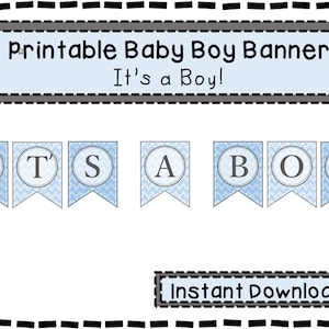 Baby Boy Banner - Printable Baby Banner - It&#39;s a Boy! - Instant Download - Baby Shower Banner - Shower Sign