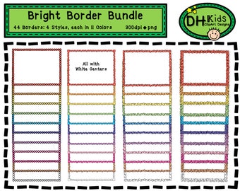 Bright Border Bundle - Border Clip Art - Scrapbook Frame Instant Download - Border Art