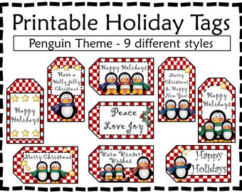 印刷可能なペンギンのギフトタグ - ホリデーギフトタグ - ギフトタグ - クリスマスタグ