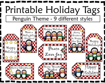 Printable Penguin Gift Tags - Holiday Gift Tags - Gift Tags - Christmas Tags