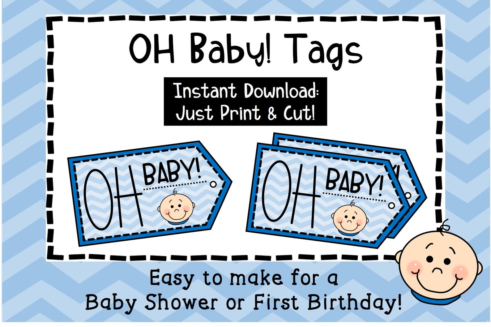 Printable Baby Tags Baby Boy Tags First Birthday Favors Etsy