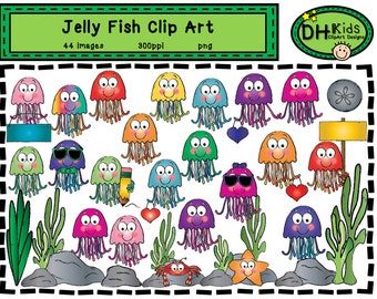 Jelly Fish Clip Art, Ocean Clip Art, Jellyfish Clipart, Digital Download, tema festa oceanica, tema festa medusa, Clipart pesce, Medusa