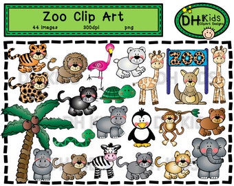 Zoo Clip Art, Digitale Clipart, Zoo Dieren, Instant Download, Zoo plakboek, klaslokaal clipart, Zoo instant download, Zoo themafeest, dierentuin
