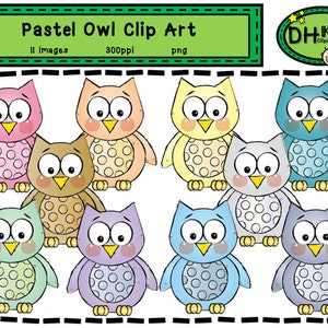 Owl Clip Art - Pastel Owls - Digital Clipart - Teacher Clip Art - Instant Download - Owl Digital Download, Fall Clip Art for Classrooms