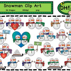 Snowman Clip Art - Winter Clipart - Snowman Instant Download - Winter Scrapbook Art - Classroom Clipart