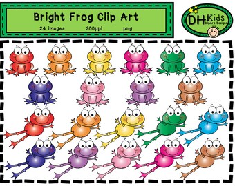 Frog Clip Art, Frog Digital Clipart, Frog Instant Download, classroom clipart, teacher clipart, spring scrapbook, summer scrapbook, frogs