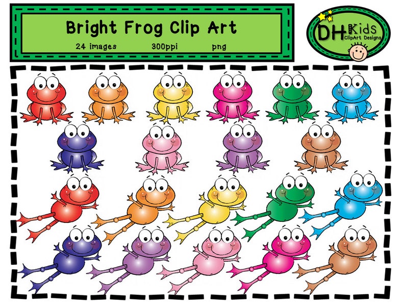 Frog Clip Art, Frog Digital Clipart, Frog Instant Download, classroom clipart, teacher clipart, spring scrapbook, summer scrapbook, frogs image 1