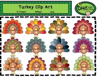 Turkey Clip Art - Thanksgiving Clip Art - Thanksgiving Digital Download - November Clip Art - Fall Scrapbook Clipart - Autumn Art - Thankful
