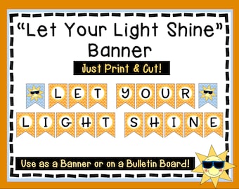 Let Your Light Shine Banner - Inspirational Sign - Instant Download - VBS Banner - Religious Banner - Vacation Bible School Banner