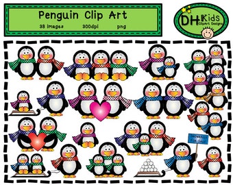 Penguin Clip Art - Winter Clip Art - Penguin Instant Download - Penguin Scrapbook Art - Classroom Clipart