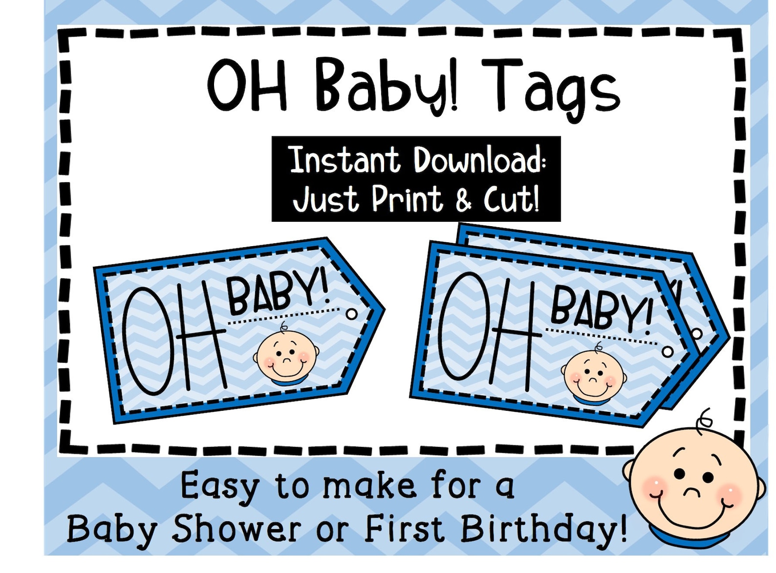 Printable Baby Tags Baby Boy Tags First Birthday Favors Etsy