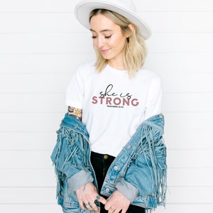 She Is Strong, Proverbs 31, Faith Shirt, Womens Faith Shirt, Christian Teacher Gift, Christian mom gift, Christian Girl Shirt