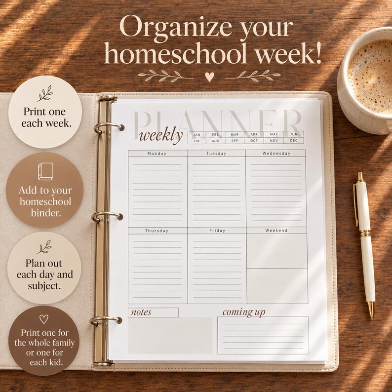Weekly Homeschool Planner Printable PDF | Homeschool Organizer | Monday ...