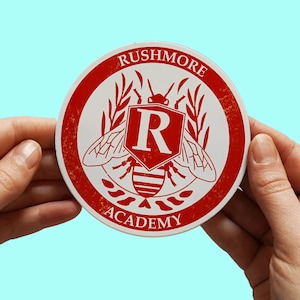 Rushmore Academy Crest Sticker Jason Schwartzman Max Fischer, Bill Murray, wes anderson, Waterproof laptop sticker