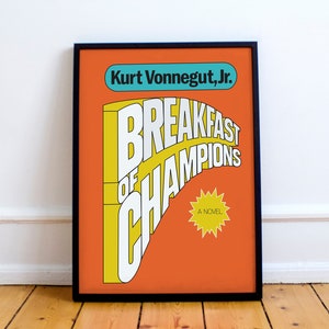 Impresión de primera edición de El desayuno de los campeones, arte mural de Kurt Vonnegut, sátira, Kilgore Trout, Dwayne Hoover, ciencia ficción, póster de Kurt Vonnegut.