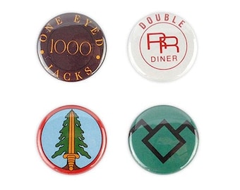 Twin Peaks inspired button Set! pin back, quotes, agent dale cooper, bookhouse boys, double rr diner, one eyed jacks, david lynch