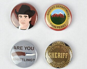 Le shérif Harry S. Truman Button Set! Twin Peaks inspiré, Michael Ontkean, david lynch,