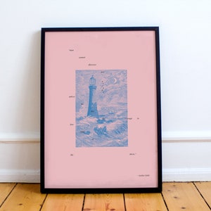 Impression de citation inspirée d'André Gide !  Type d'écriture manuscrite, affiche, oeuvre d'art, cadeau, la mer, phare, The Immoralist, voyage, expérience