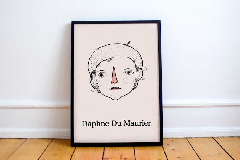 Daphne Du Maurier Portrait Art Print, Rebecca, My Cousin Rachel, and Jamaica Inn,house, image 1