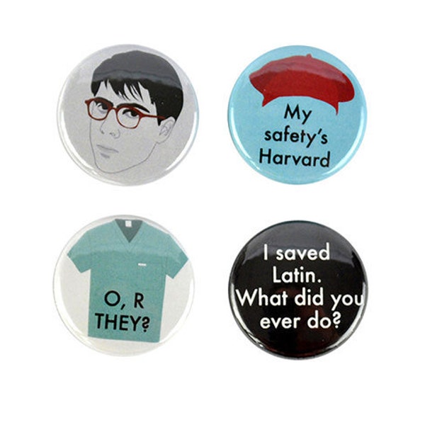 Max Fischer button Set! Rushmore inspired, Jason Schwartzman, Bill Murray, badges, i saved latin,wes anderson