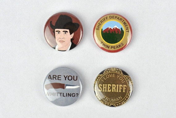 Sheriff Harry S. Truman Button Set! Twin Peaks Inspired, Michael