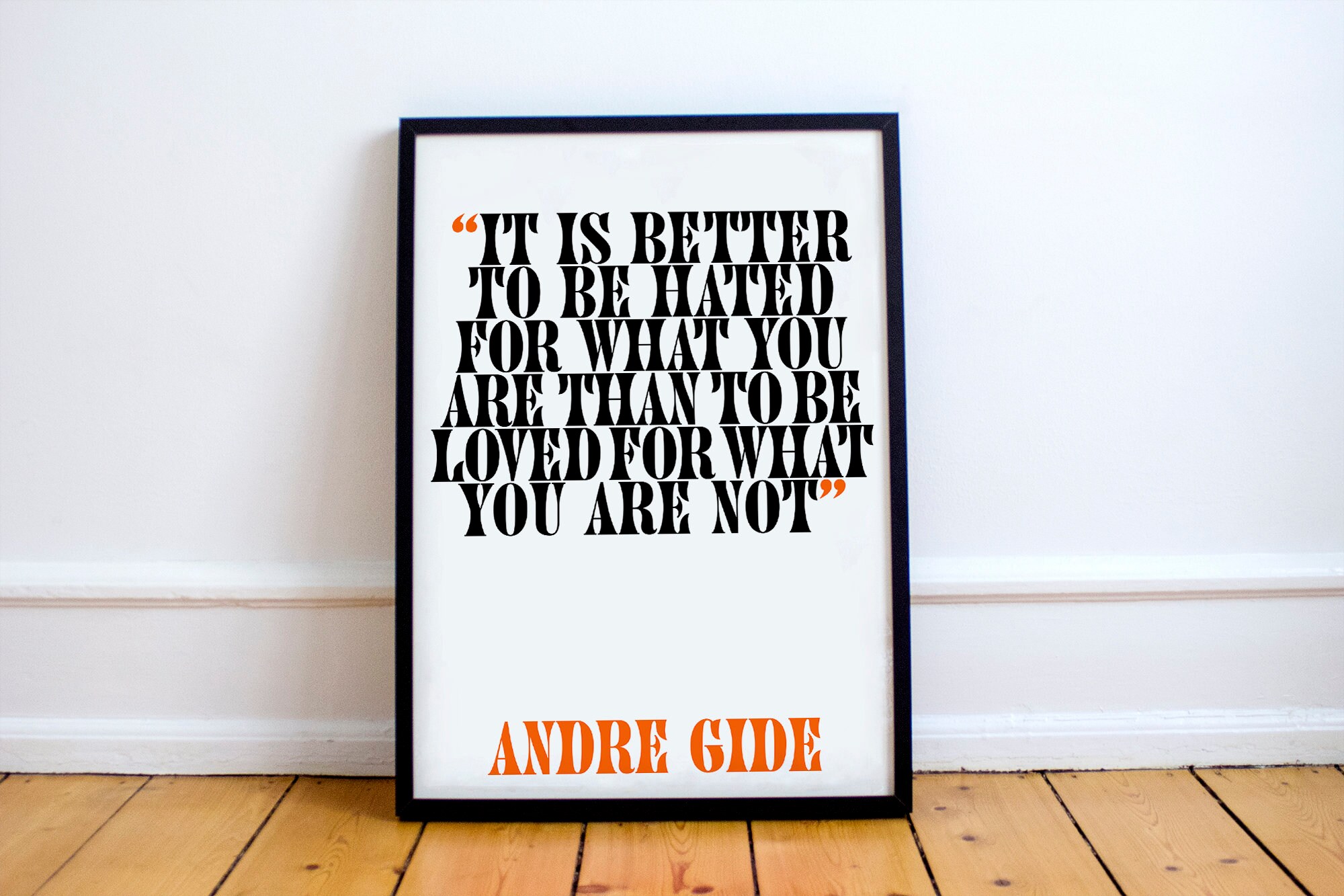 André Gide Quote Illustration 'It is better to be hated for...' Autumn Leaves  The Immoralist, Fruits Of The Earth, Strait is the Gate