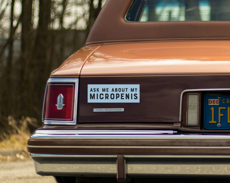 Ask Me About My Micropenis Bumper Sticker, Silly Funny Pranks, Gags, Practical Jokes, alpha male gift image 3