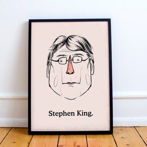 Stephen King Portrait Print, carrie, the stand, the shining, misery, the green mile, the dead zone, The Dark Tower Series, it