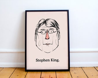 Stephen King Portrait Poster, carrie, the stand, the shining, misery, the green mile, the dead zone, The Dark Tower Series, it, author print