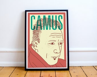 Albert Camus Print! the stranger, plague, fall, rebel, absurdism, poster, art, french literature