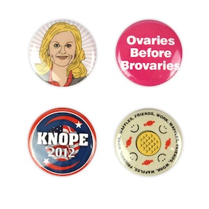 Leslie Knope Button Set! Parks and Recreation, Amy Poehler, Knope 2012, Overies before Broveries