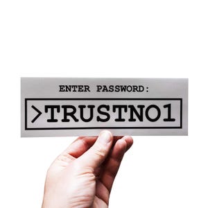 TRUSTNO1  Bumper Sticker - X-Files Inspired Pin!  Mulder's Iconic Password - UFO, Sci-Fi, Alien Collector's Badge, FBI, 90s TV Show Fan Gift