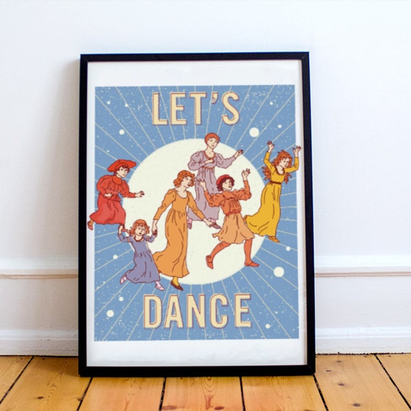 LETS DANCE! original print. pagan traditionalism, 1980s, victorian, disco, david bowie, space, party, shake it