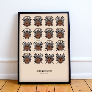 Groundhog Day inspired print. Bill Murray Harold Ramis, Punxsutawney, Andie MacDowell, Phil Connors