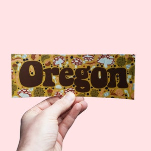 Oregon Retro Vinyl Bumper Sticker, Waterproof Bumper Sticker, Retro 70s Sticker, Made in Oregon Bumper Sticker, Boho Art, trail,