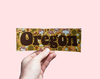 Oregon Retro Vinyl Bumper Sticker, Waterproof Bumper Sticker, Retro 70s Sticker, Made in Oregon Bumper Sticker, Boho Art, trail,