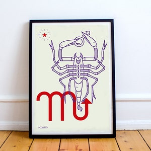 SCORPIO Print! Signs of the Zodiac, Astrology, Constellation, Gaia, Orion, Water, Birthday present art gift, Equinox image 1