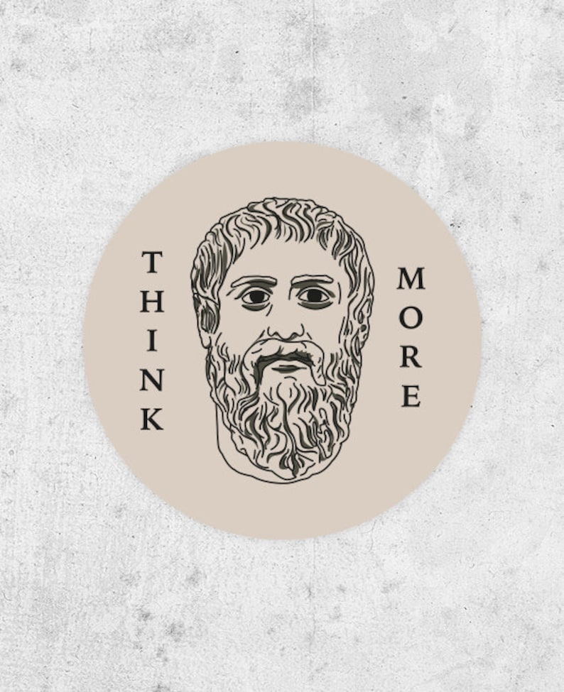 Plato Think More Circular Sticker, Philosopher, Socrates, Aristotle ...