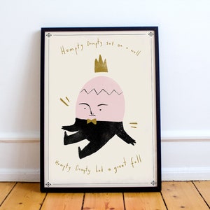 Humpty Dumpty Print! Nursery Rhyme inspired poster, folk, nursery childrens room, kitchen, Lewis Carroll