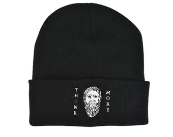 Plato "Think More" Beanie! Philosophy hat! Socrates, Greek, Western philosophy, Aristotle, Academy in Athens,