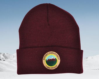 Twin Peaks Sheriff Department Knitted Beanie! tv prop, david lynch, damn fine coffee, agent dale cooper, laura palmer, sheriff truman